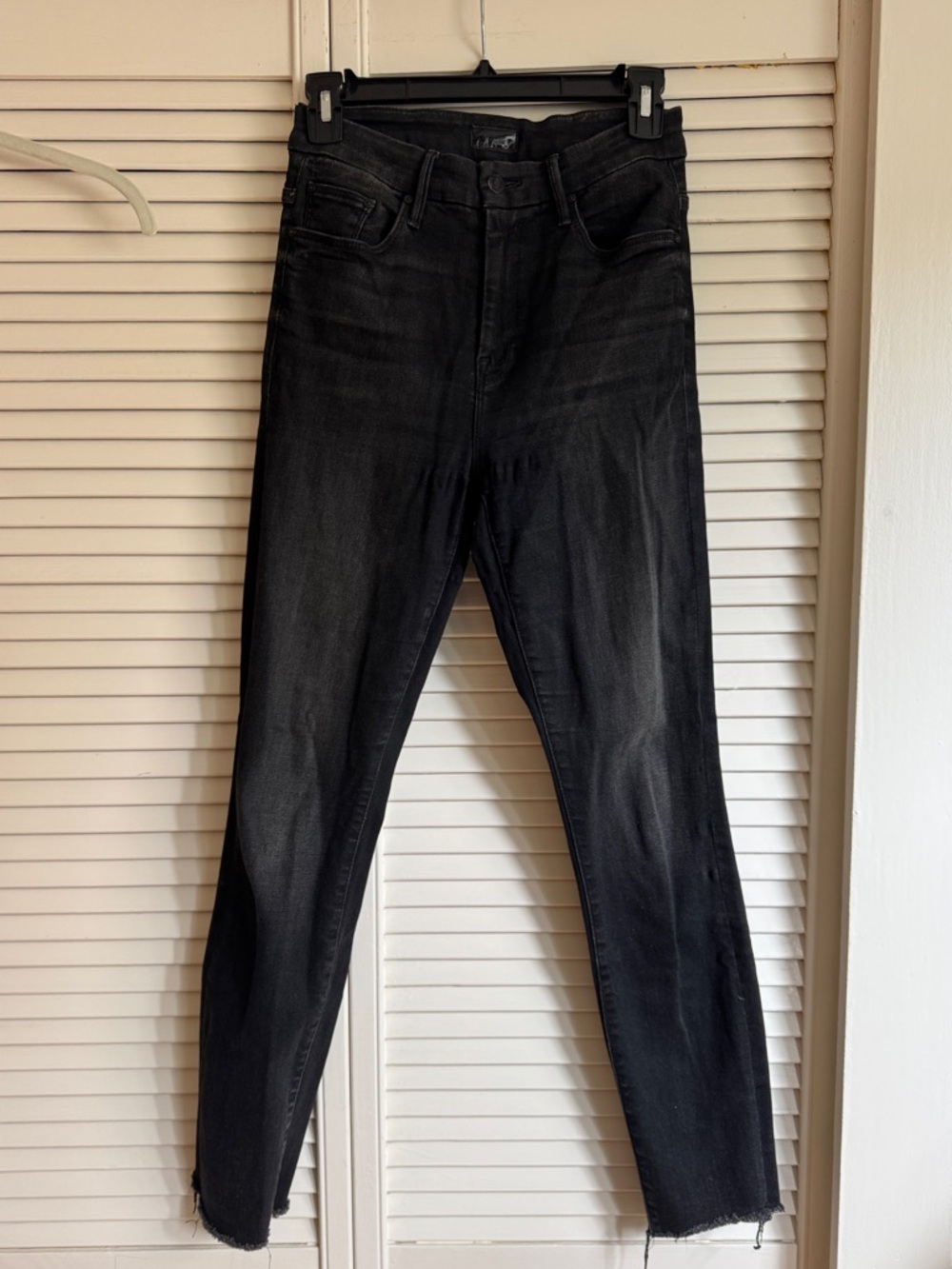 MOTHER High Waisted Looker Ankle Frey Black
